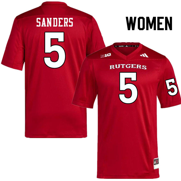 Women #5 Kaj Sanders Rutgers Scarlet Knights 2024 College Football Jerseys Stitched-Scarlet